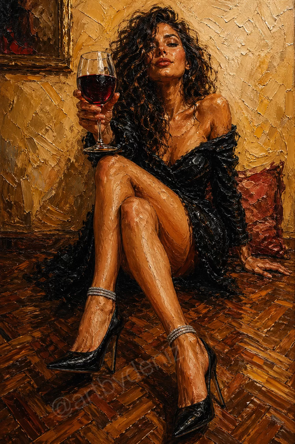 Expressionistic Wine Moment Oil Painting: görsel üretimi çalışma akışı